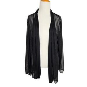 Fairy Grunge Sheer Glitter Jacket Women Black Sparkly Whimsigoth Open XL